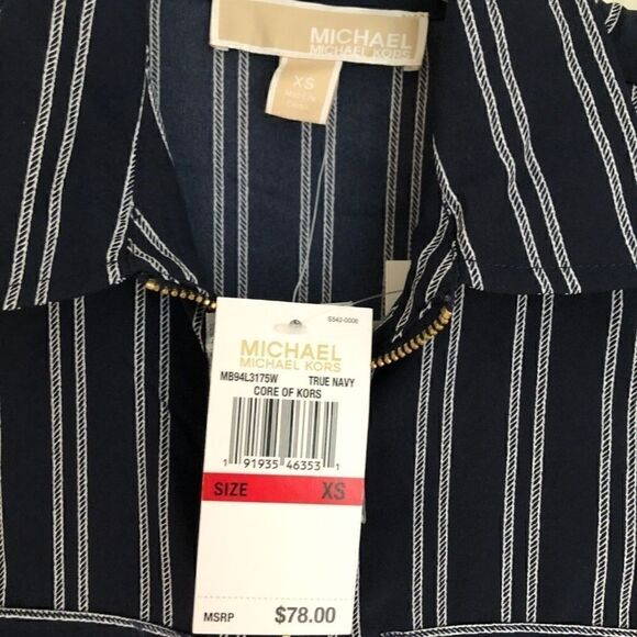 NWT Michael Kors Full Zip Utility Blouse Top Navy - Picture 4 of 8